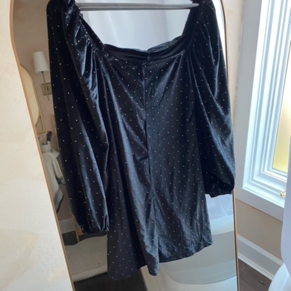Asos Black Velvet and Gold Babydoll Dress